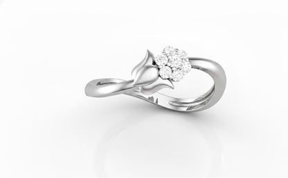 Moissanite Flower Ring | Rose Gold Silver Hypoallergenic Engagement & Promise Ring for Women