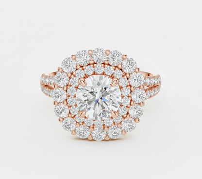 Luxury Halo Engagement Ring | Cubic Zirconia | Gold, Rose Gold & Silver