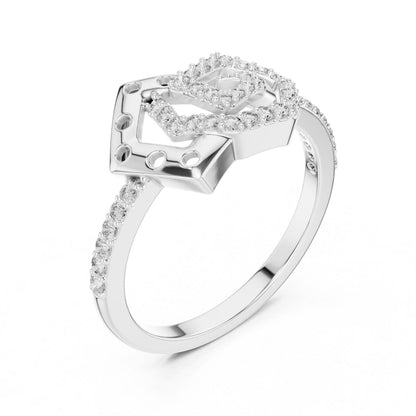 Gold and silver geometric CZ ring by Riora featuring a statement band design, ideal for engagement or promise jewelry for women.