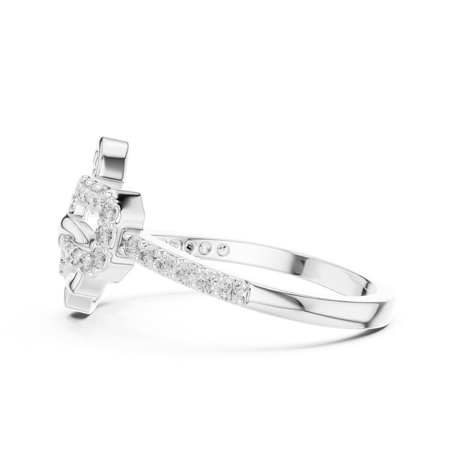 Riora Moissanite diamond double heart buckle ring with romantic love design, minimalist statement jewelry for special occasions
