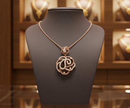 Moissanite Swirl Pendant Necklace for Women | Gold, Rose Gold & Silver | Bridal & Anniversary Gift