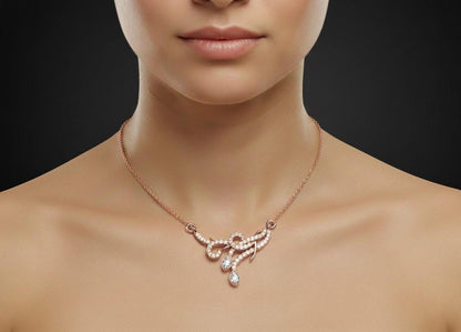 Moissanite Pendant Necklace, Rose Gold Bridal Jewelry, Adjustable Chain