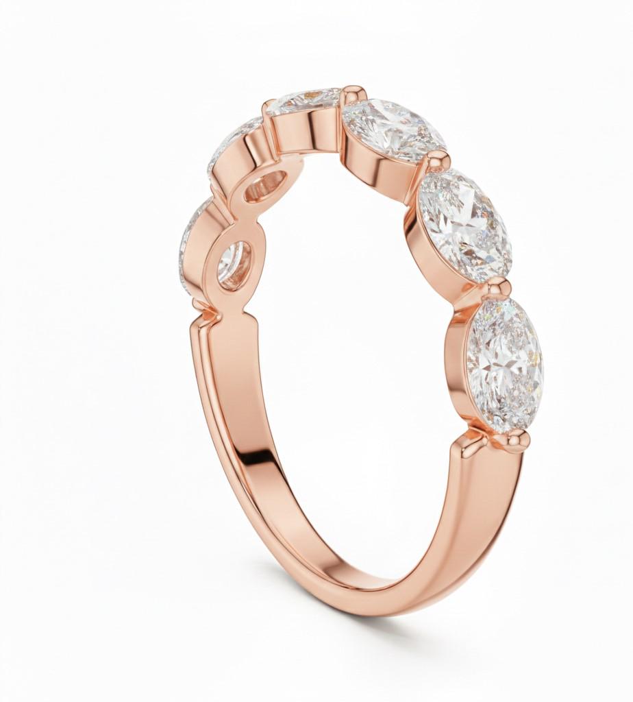 Oval CZ Eternity Band Ring | Hypoallergenic Gold Rose Gold Silver | Anniversary Promise Ring for Her