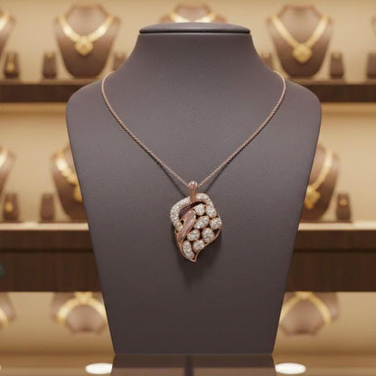 Leaf Pendant Necklace, Rose Gold Silver, Anniversary Gift