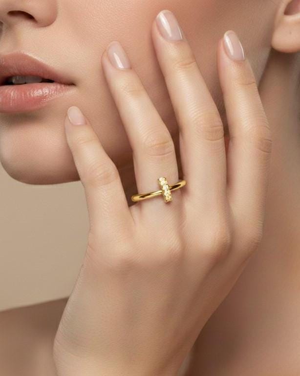 Moissanite Band Ring – Minimal Gold Silver Engagement Ring for Her