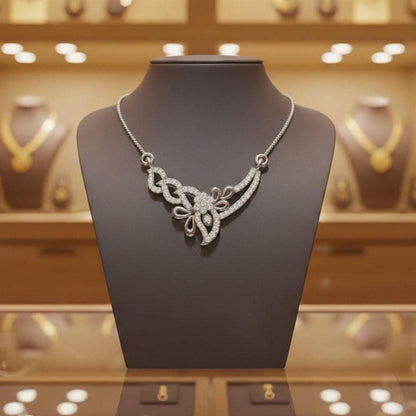 Riora elegant moissanite butterfly necklace in gold rose with dainty pendant, bridal jewelry gift for women, close-up view
