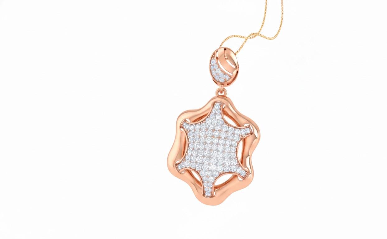Moissanite Necklace, Rose Gold Silver Chain, Star Pendent