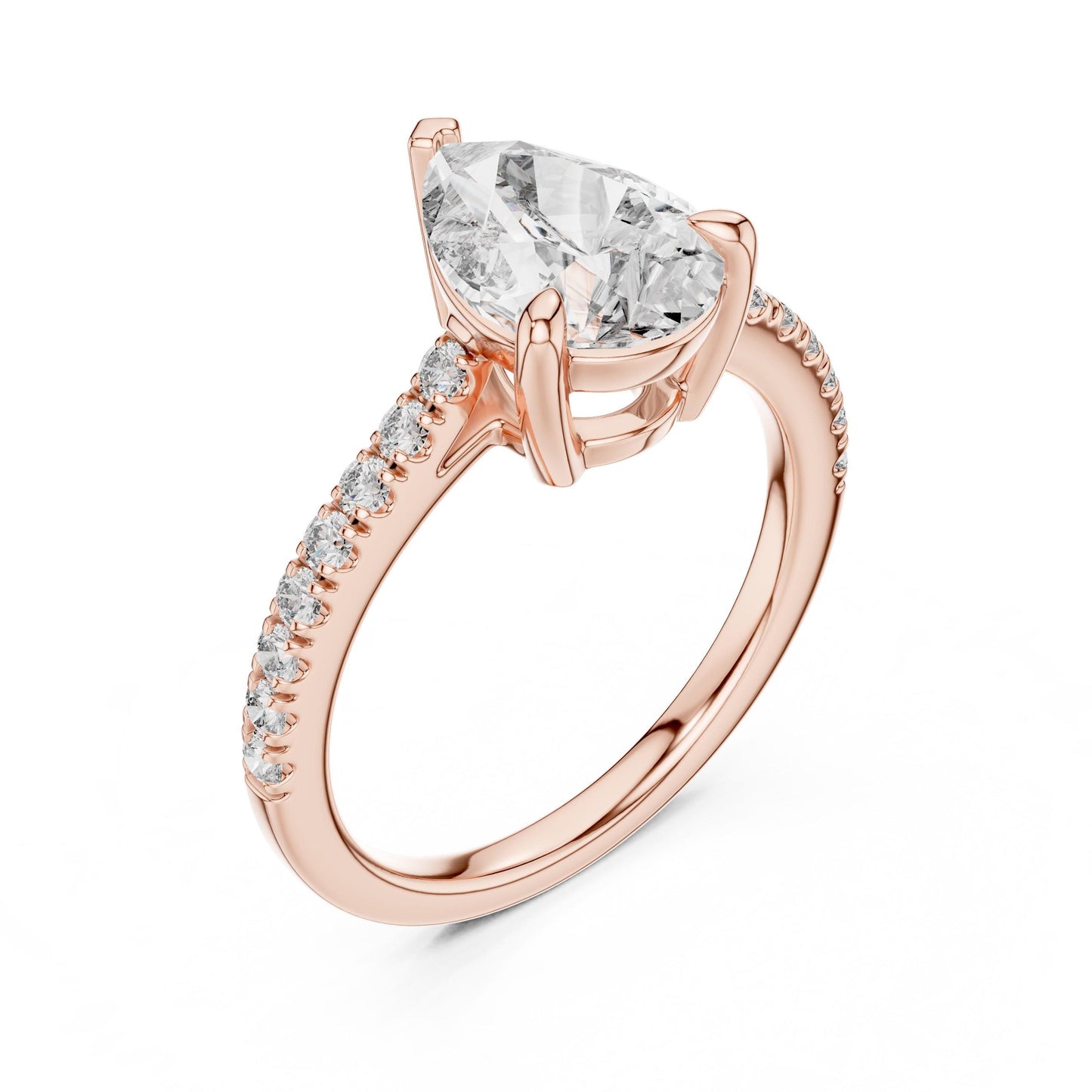 Pear Cut CZ Ring | Gold Rose Gold Silver Engagement & Promise Ring