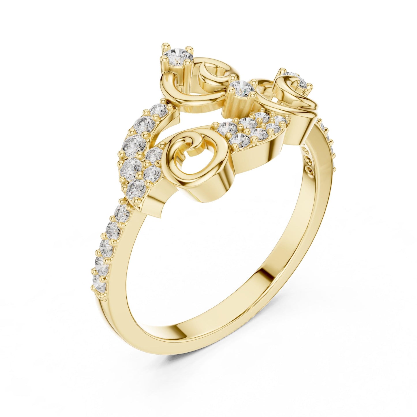 Rose gold swirl moissanite diamond ring for women with twisted band, elegant promise jewelry by Riora