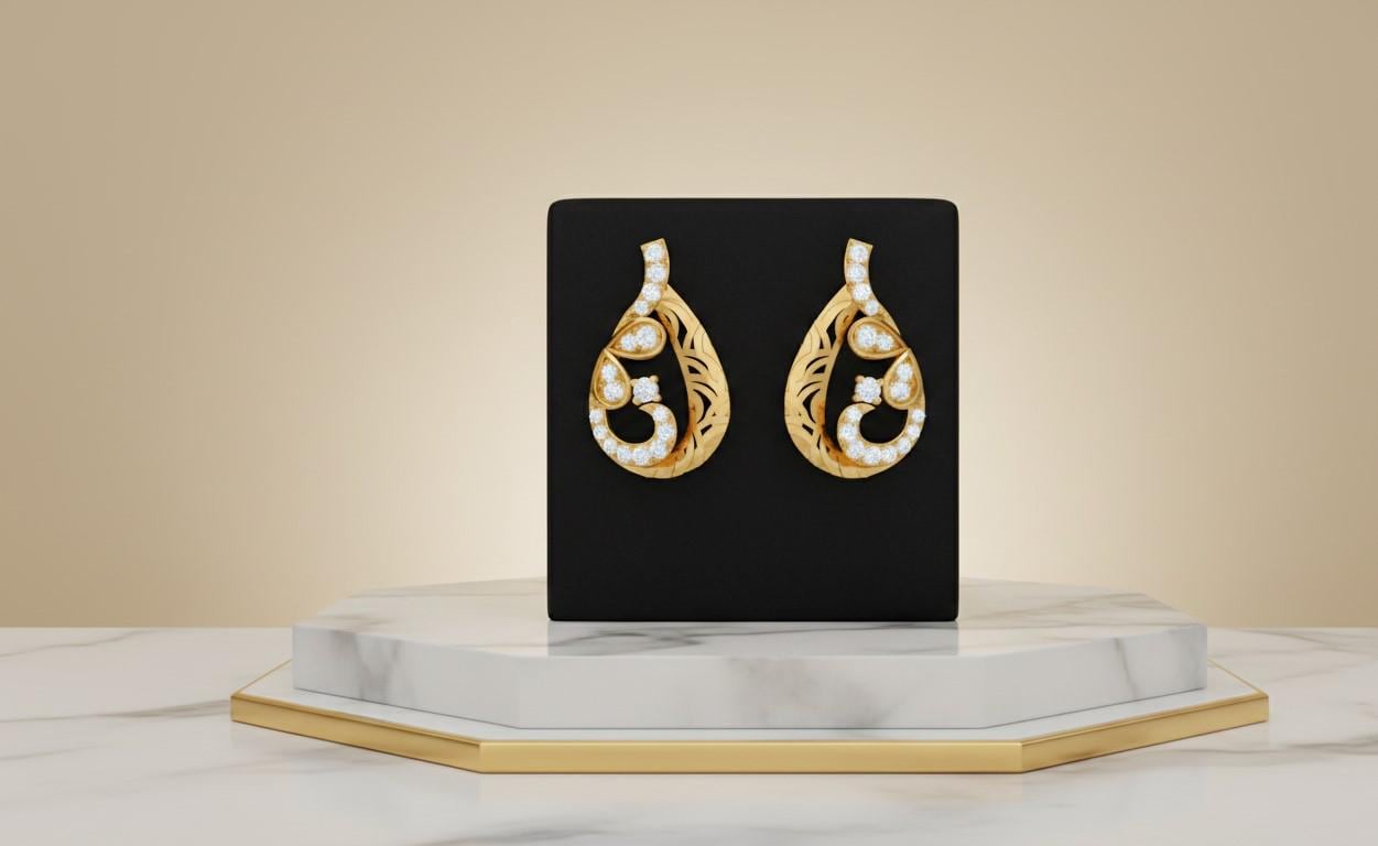 Riora moissanite teardrop stud earrings in gold, rose gold, or silver with a non-allergic, nickel-free design for bridal gift.