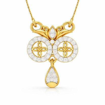 Riora moissanite floral pendant necklace in gold, rose gold, and silver, featuring elegant, dainty jewelry design for women.