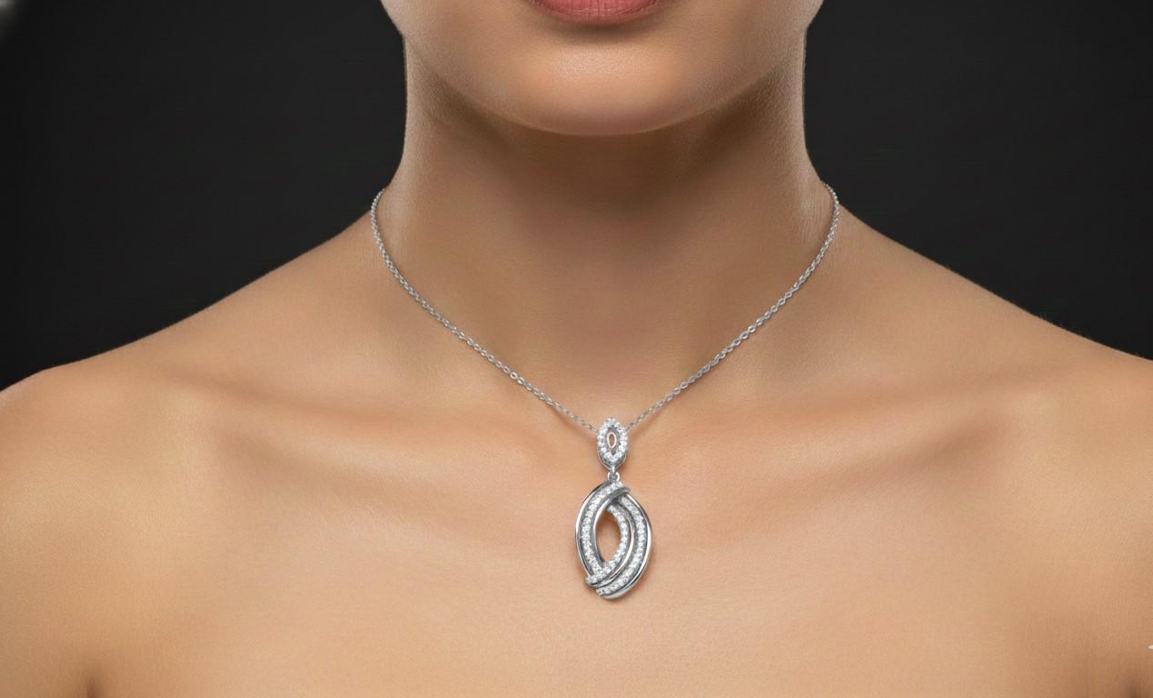 Moissanite Oval Pendant Necklace | Rose Gold, Adjustable Chain