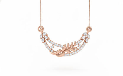 Moissanite Leaf Pendant Necklace | Gold, Rose Gold & Silver | Hypoallergenic Bridal Gift