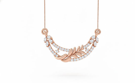 Moissanite Leaf Pendant Necklace | Gold, Rose Gold & Silver | Hypoallergenic Bridal Gift