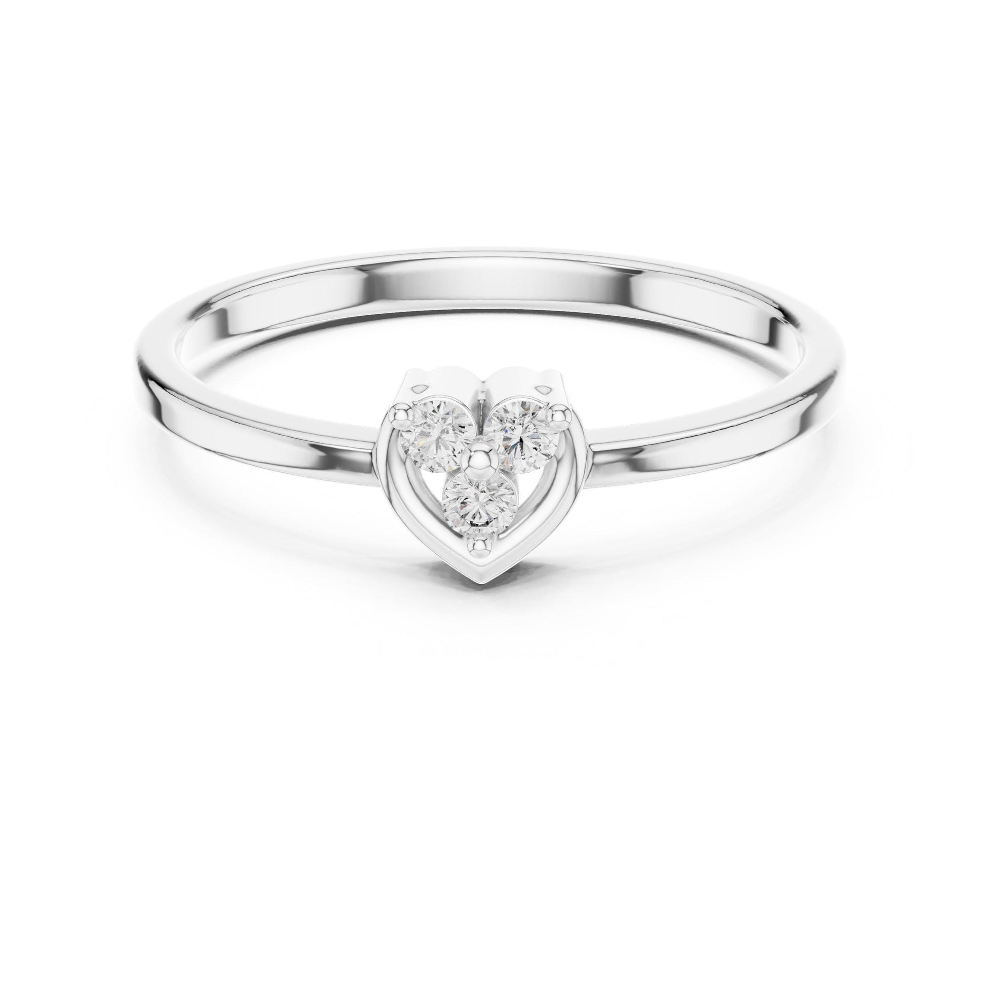 Riora Heart Cluster Moissanite diamond ring with gold rose finish, dainty romantic engagement and promise band for special occasions