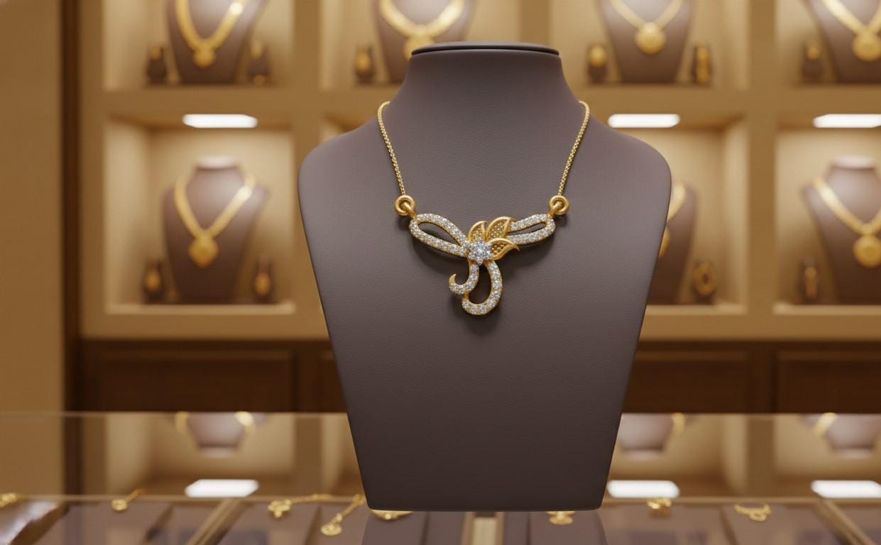 Moissanite Floral Swirl Pendant Necklace for Women | Gold, Rose Gold & Silver | Adjustable 22" Chain | Bridal & Anniversary Gift