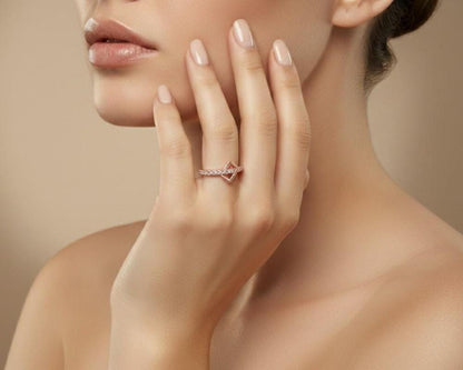 Moissanite Square Ring | Geometric Band | Gold, Rose Gold & Silver | Promise & Engagement Ring