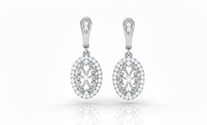 Moissanite Oval Drop Stud Earrings | Hypoallergenic Filigree Dangle Earrings | Gold, Rose Gold & Silver | Riora