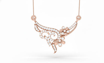 Moissanite Floral Leaf Pendant Necklace for Women | Gold, Rose Gold & Silver | Elegant Gift for Her