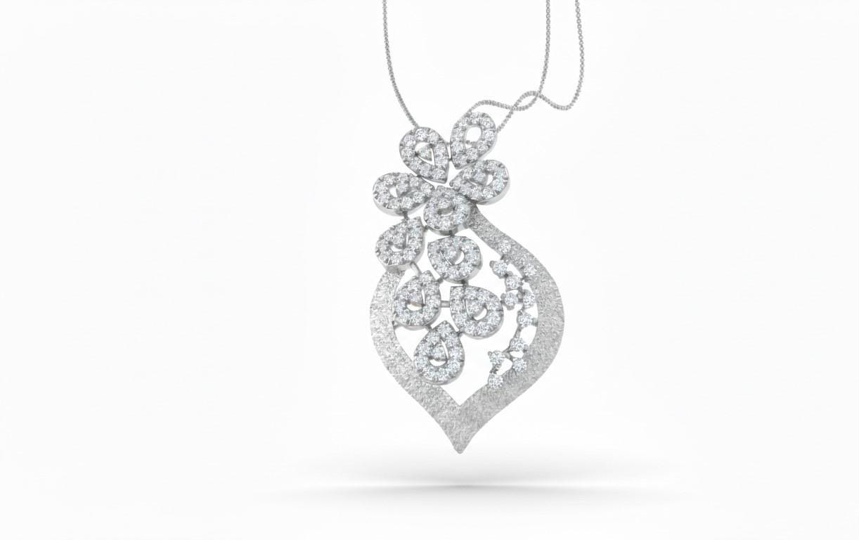 Gold rose silver floral leaf pendant necklace with 22-inch adjustable chain, hypoallergenic gift for her by Riora