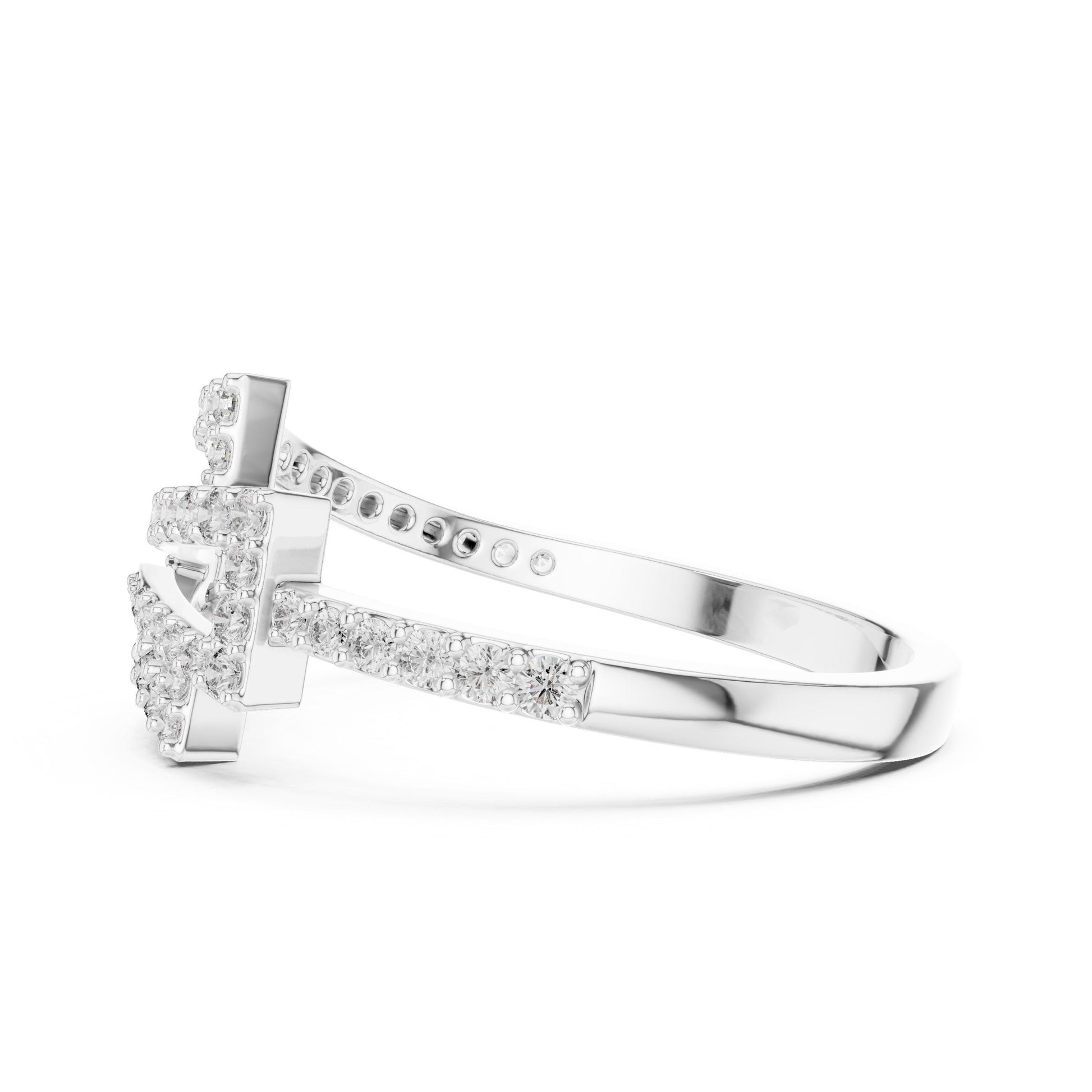 Riora zigzag moissanite diamond ring with geometric wrap band, minimalist modern wedding stackable jewelry.