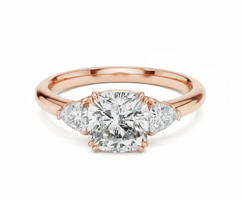 Riora elegant CZ engagement ring with rose gold and silver finish, hypoallergenic, nickel-free bridal promise ring.