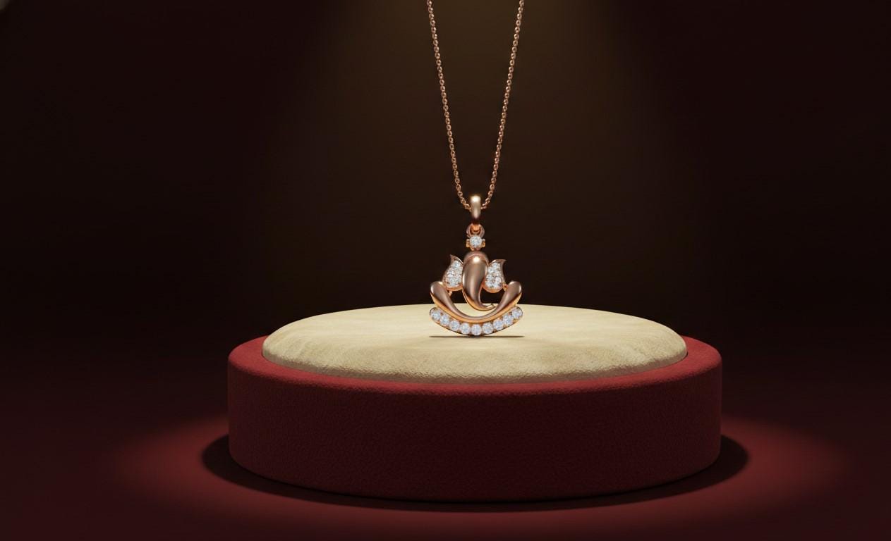 Moissanite Lotus Pendant Necklace | Hypoallergenic Symbolic Jewelry | Gold, Rose Gold, Silver