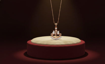 Moissanite Lotus Pendant Necklace | Hypoallergenic Symbolic Jewelry | Gold, Rose Gold, Silver