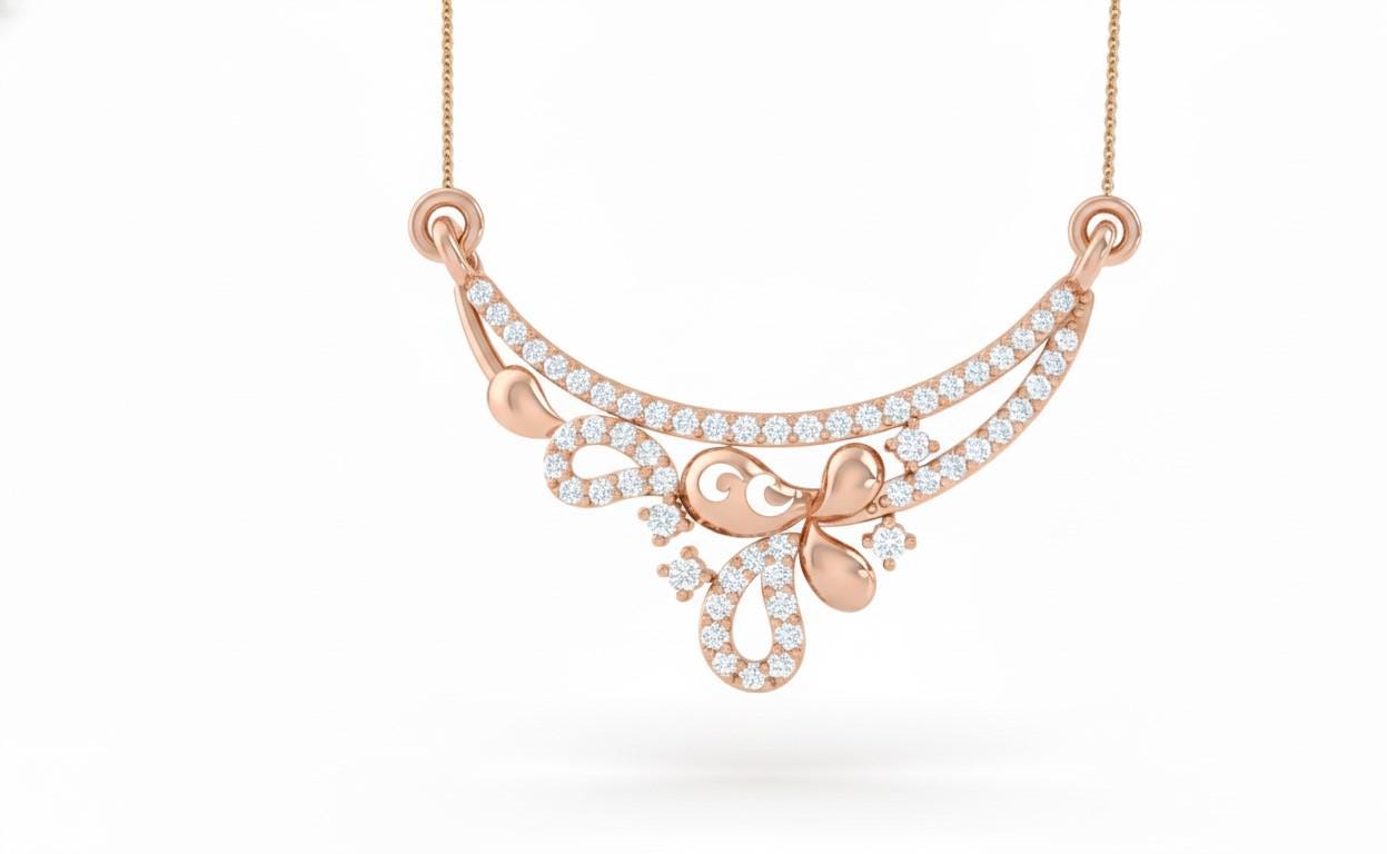 Moissanite Curved Pendant Necklace for Women | Gold, Rose Gold & Silver | Bridal & Anniversary Gift