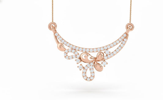 Moissanite Curved Pendant Necklace for Women | Gold, Rose Gold & Silver | Bridal & Anniversary Gift