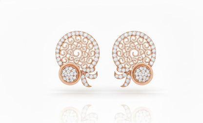 Moissanite Filigree Circle Stud Earrings for Women | Gold, Rose Gold & Silver | Bridal & Anniversary Gift
