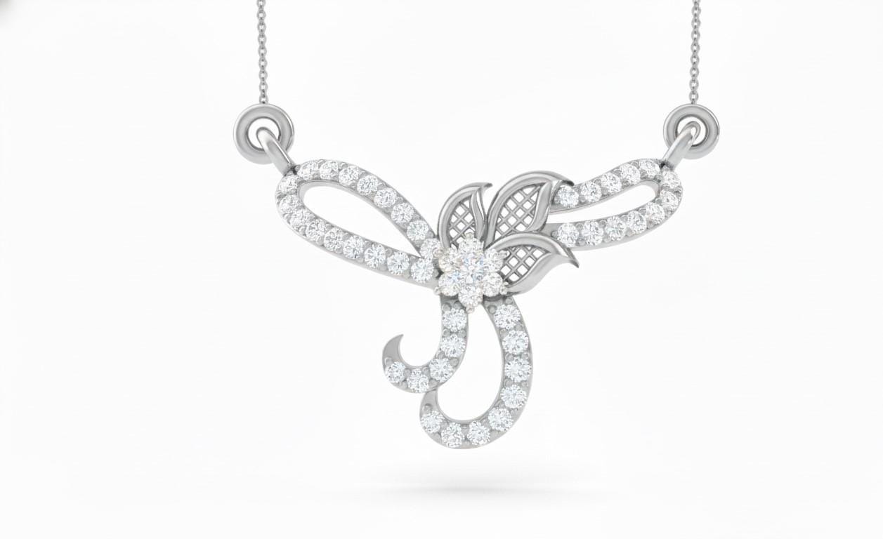 Moissanite Floral Swirl Pendant Necklace for Women | Gold, Rose Gold & Silver | Adjustable 22" Chain | Bridal & Anniversary Gift