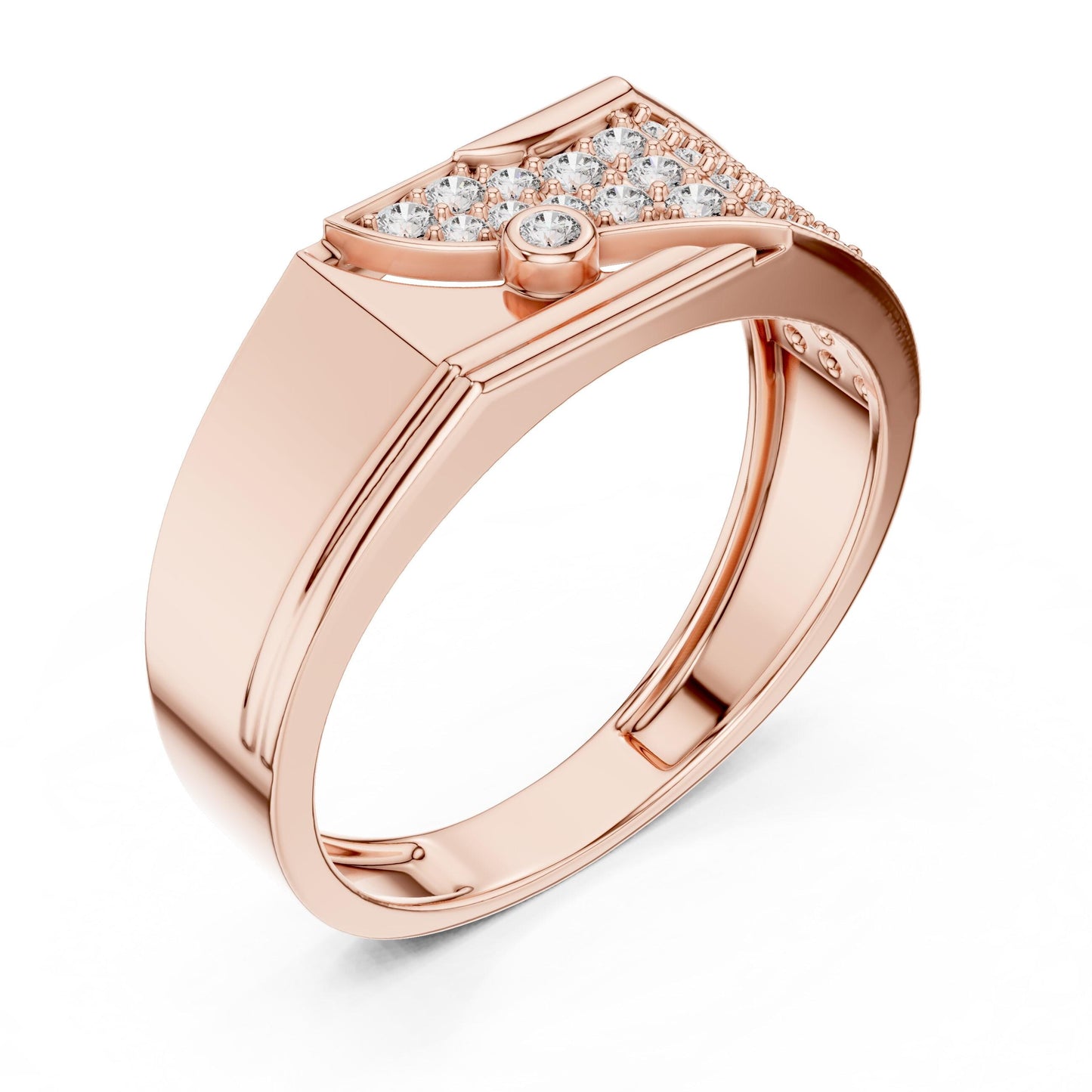 Riora luxury CZ statement ring for men and women with gold and silver band, showcasing a large central gemstone.