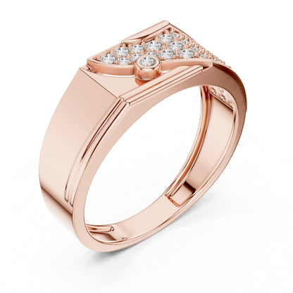 Riora luxury CZ statement ring for men and women with gold and silver band, showcasing a large central gemstone.