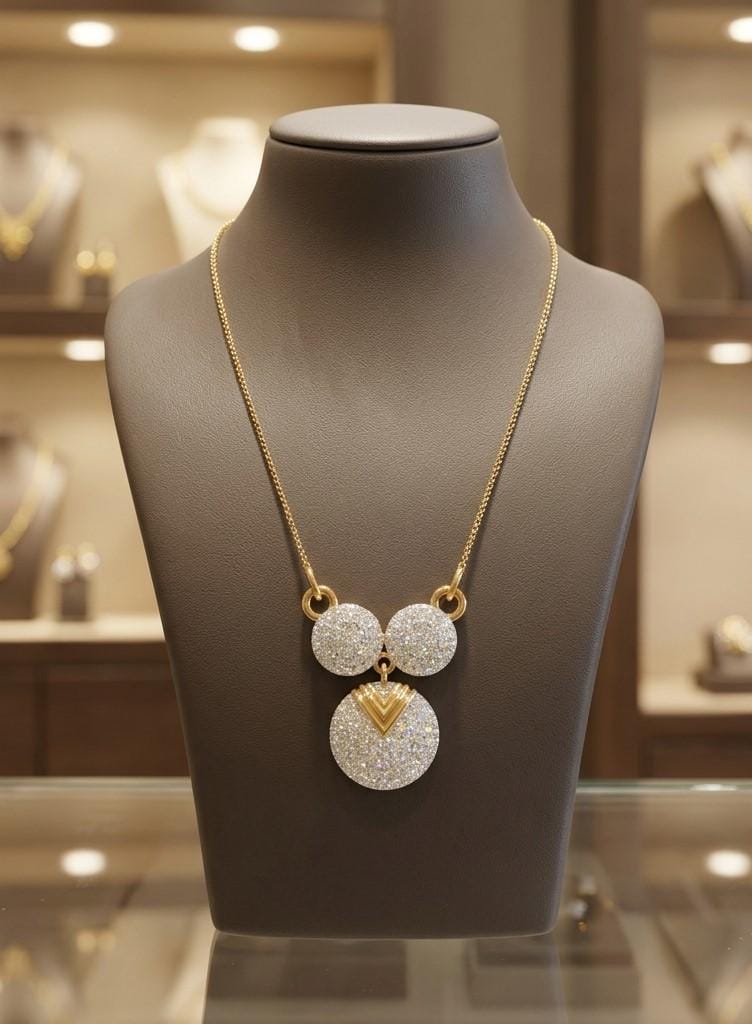 Riora rose gold moissanite circle pendant necklace featuring elegant bridal jewelry, perfect gift for her with a sophisticated statement design.