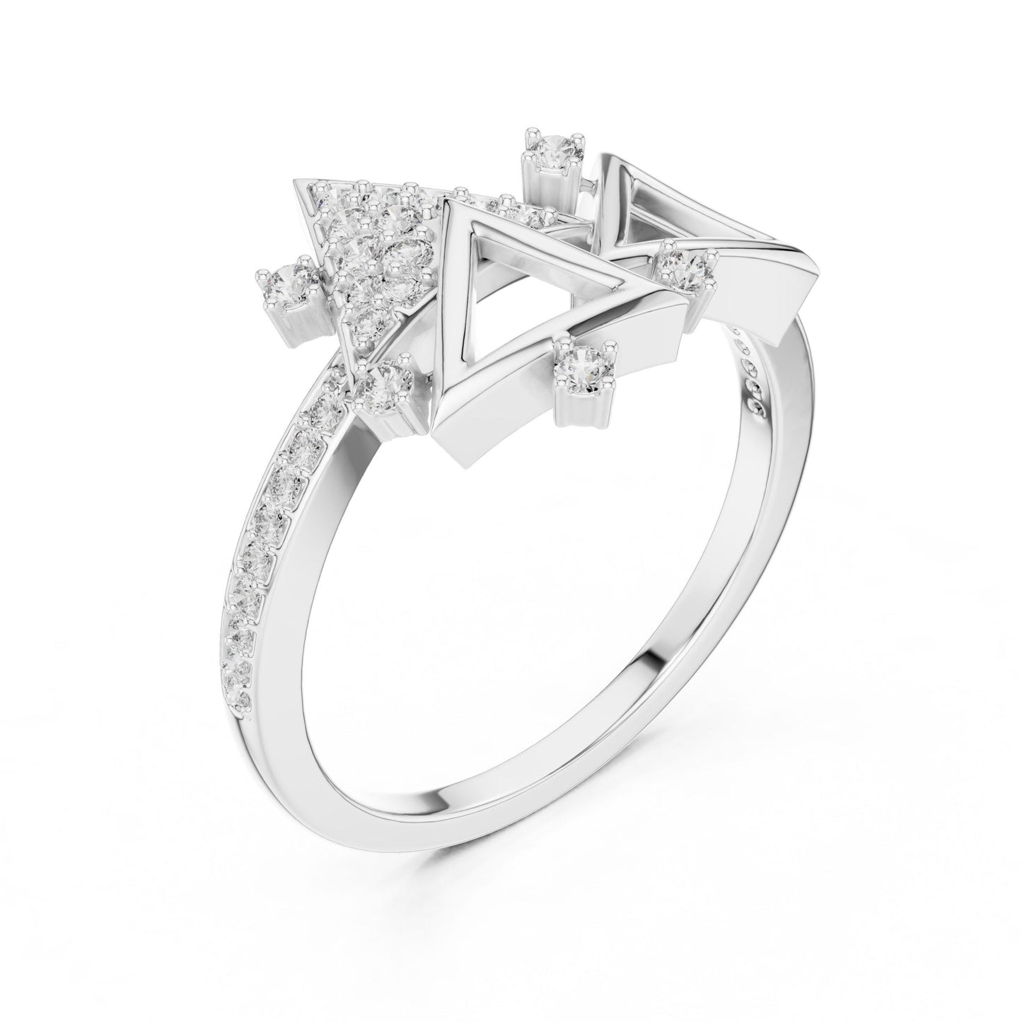 Geometric Triangle CZ Ring | Gold Silver Rose Gold Stackable Statement Ring