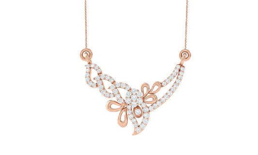 Riora elegant gold rose moissanite butterfly necklace with dainty pendant, bridal jewelry gift for women
