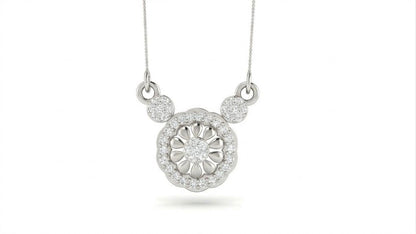 Riora moissanite floral pendant necklace in rose gold with vintage flower design, elegant bridal jewelry for women