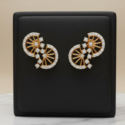 Moissanite Wheel Stud Earrings for Women | Gold, Rose Gold & Silver | Bridal & Anniversary Gift