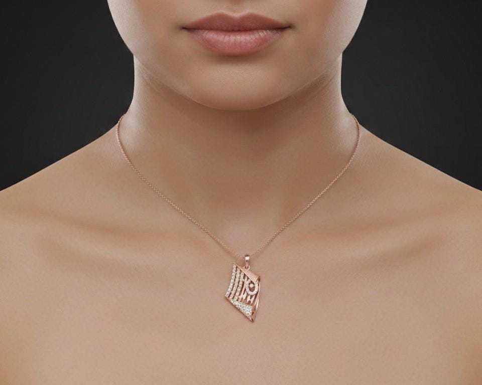 Geometric Pendant Jewelry Moissanite Hypoallergenic Necklace Modern Luxury Chain