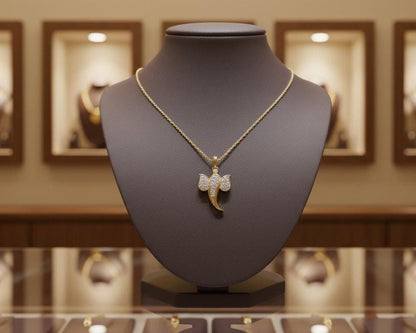 Moissanite Elephant Pendant Necklace | Hypoallergenic Lucky Charm | Gold, Rose Gold, Silver