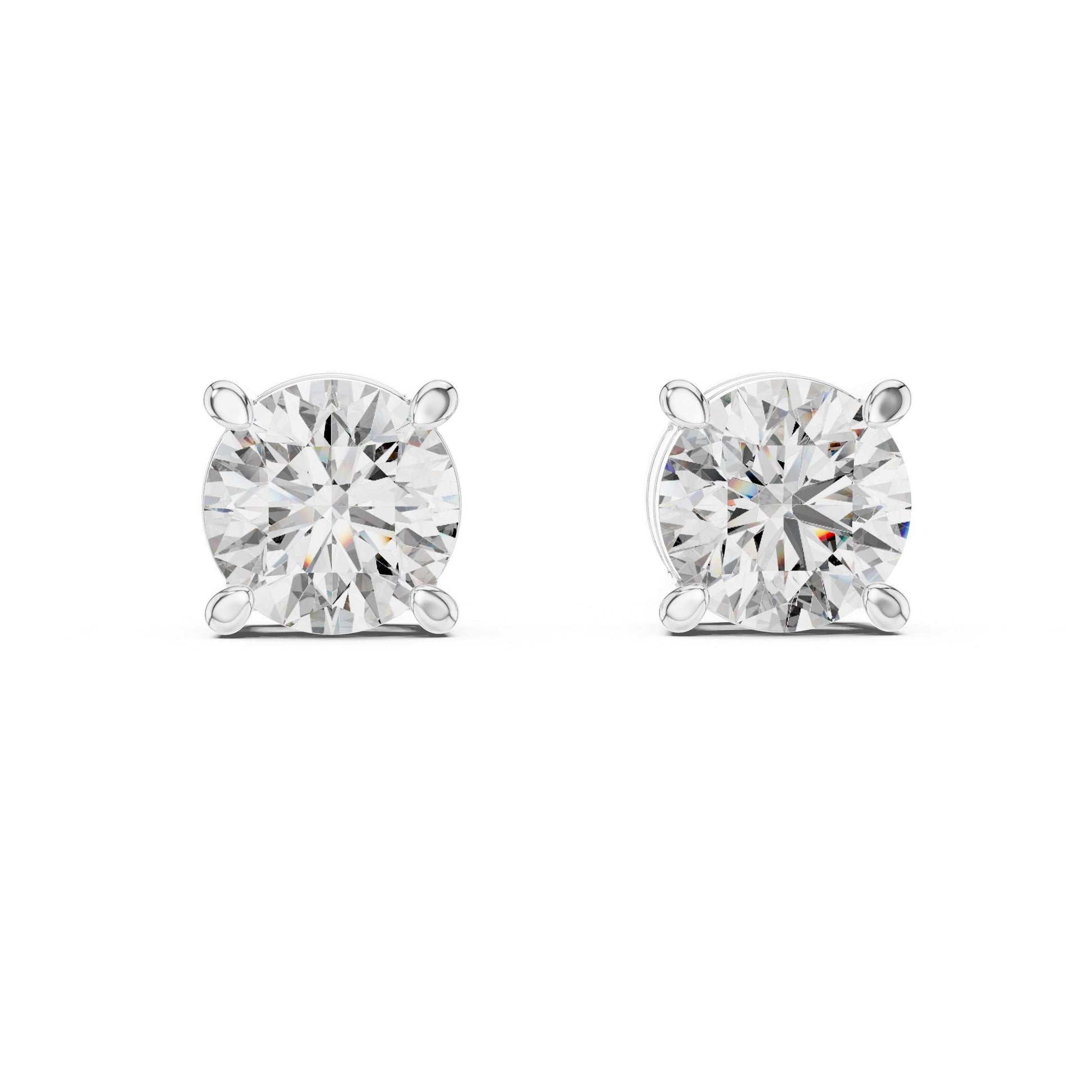 Riora rose gold moissanite diamond stud earrings featuring a minimalist dainty design, ideal for everyday or bridal jewelry.