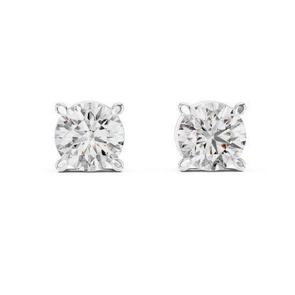Riora rose gold moissanite diamond stud earrings featuring a minimalist dainty design, ideal for everyday or bridal jewelry.