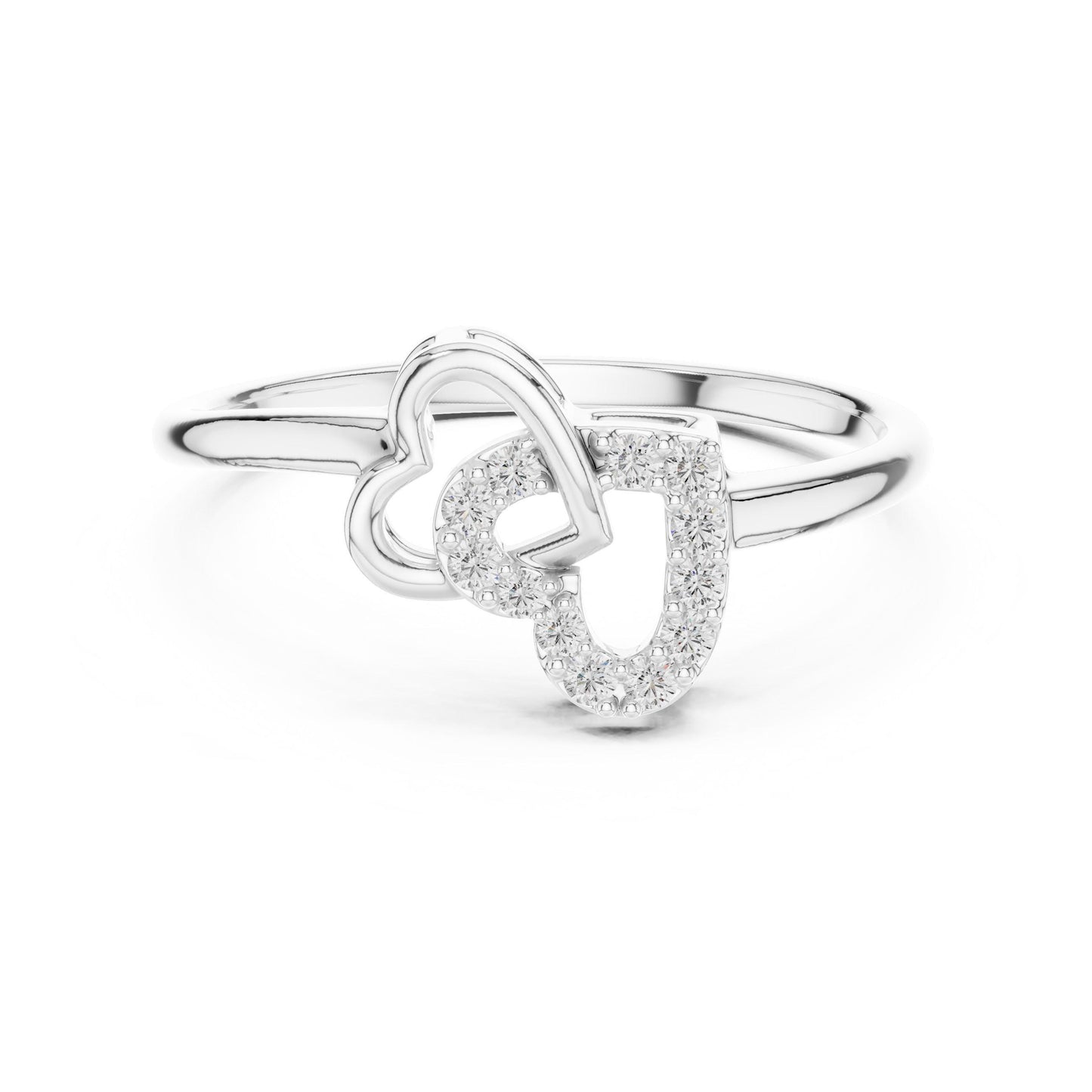 Riora moissanite heart initial promise ring for women, minimalist love jewelry featuring a heart-shaped gemstone and initial engraving.