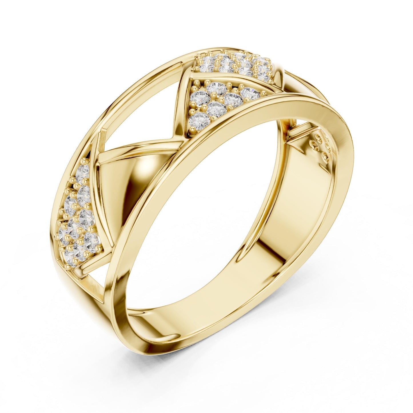Riora luxury geometric CZ band ring in gold and silver, hypoallergenic nickel-free wedding or anniversary jewelry for women