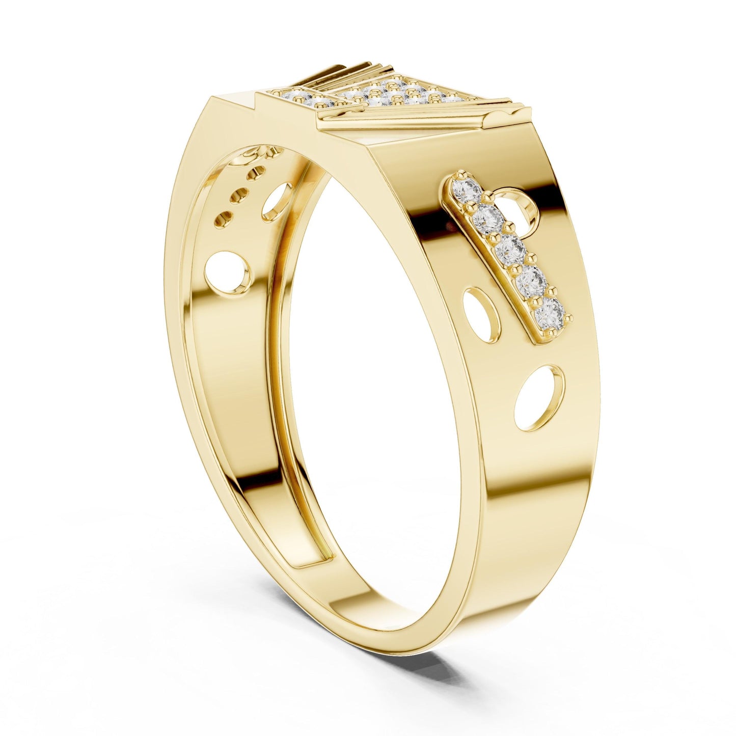 Riora luxury moissanite diamond statement ring for women with gold band, bridal engagement or wedding jewelry, elegant and sparkling