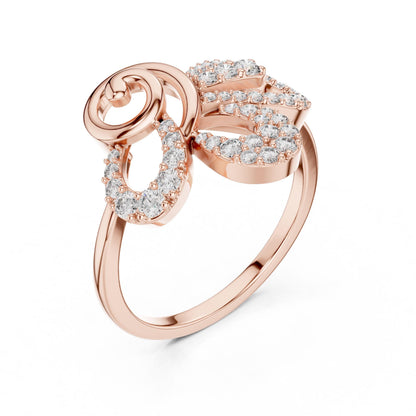 Riora elegant gold promise ring with a bow knot design and moissanite diamond accents, minimalist bridal jewelry.