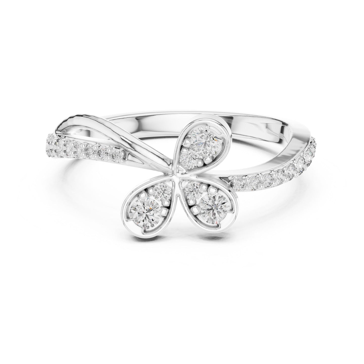 Riora moissanite butterfly ring with nature-inspired design, diamond look, in gold, rose gold, and silver band for women.