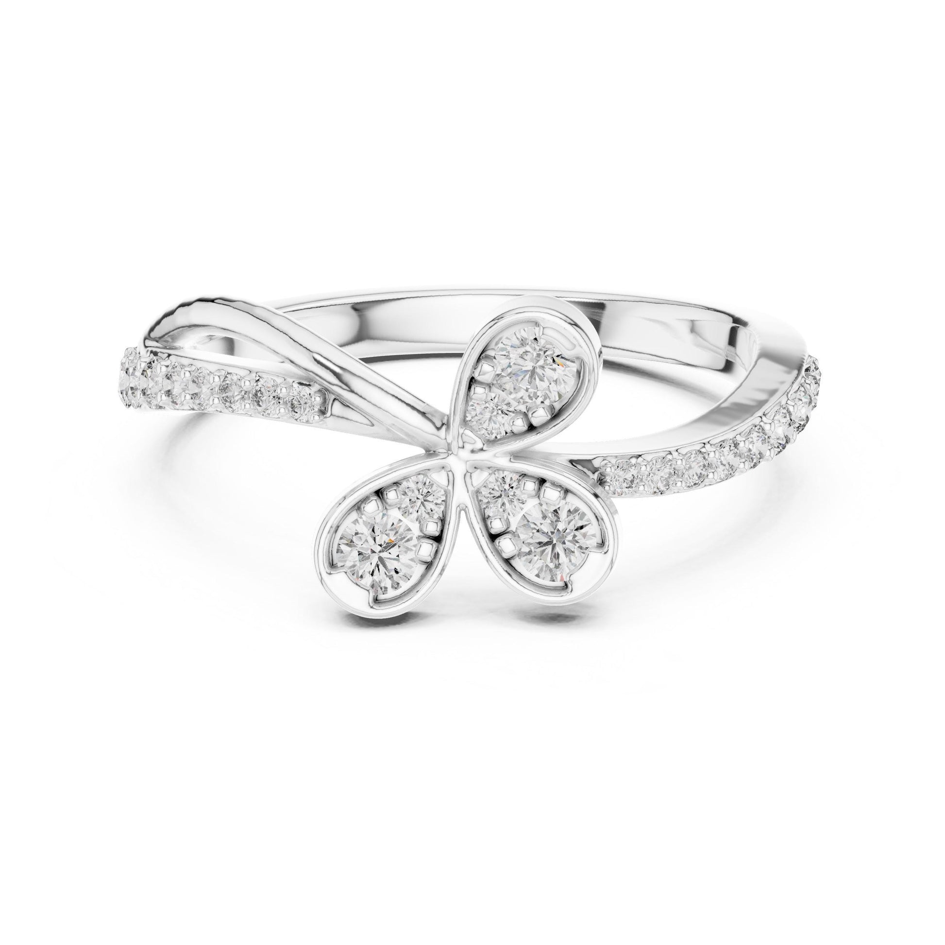 Riora moissanite butterfly ring with nature-inspired design, diamond look, in gold, rose gold, and silver band for women.