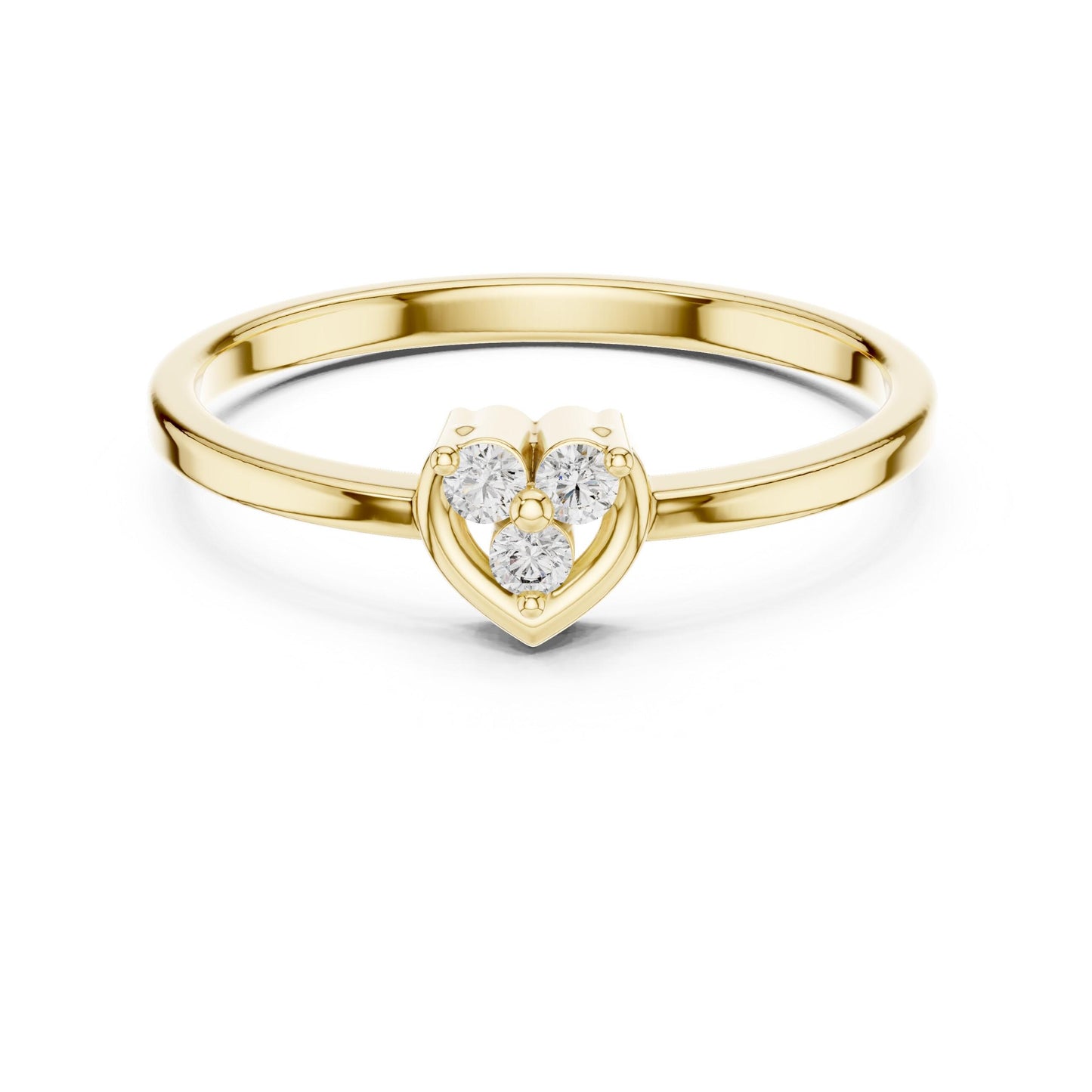 Riora heart cluster moissanite diamond gold rose ring, dainty romantic promise or engagement jewelry, sparkling and elegant.